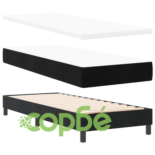 Легло Box Spring с матрак 80x200 см, Черен Велур ➤ топ цена ➤ sorbe.bg