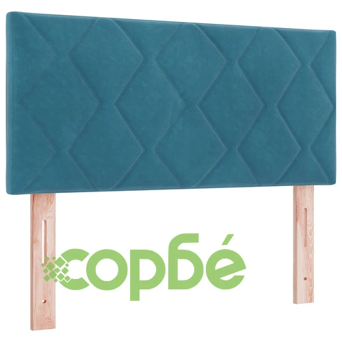 Единично легло с пружини и матрак, тъмносин велур, 90 x 190 см ➤ топ цена ➤ sorbe.bg