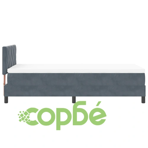Легло с пружини и матрак 90x200 см, тъмносив велур ➤ топ цена ➤ sorbe.bg
