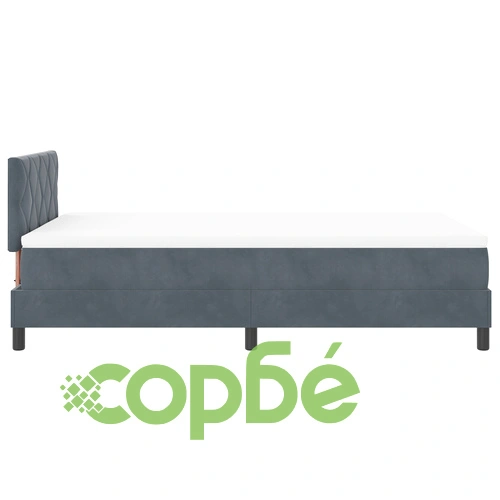 Тъмносиво велурено легло с матрак 120x190 см, за малка двойка ➤ топ цена ➤ sorbe.bg