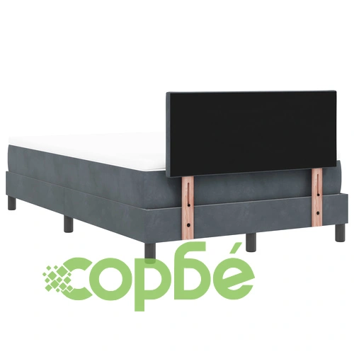 Тъмносиво велурено легло с матрак 120x190 см, за малка двойка ➤ топ цена ➤ sorbe.bg