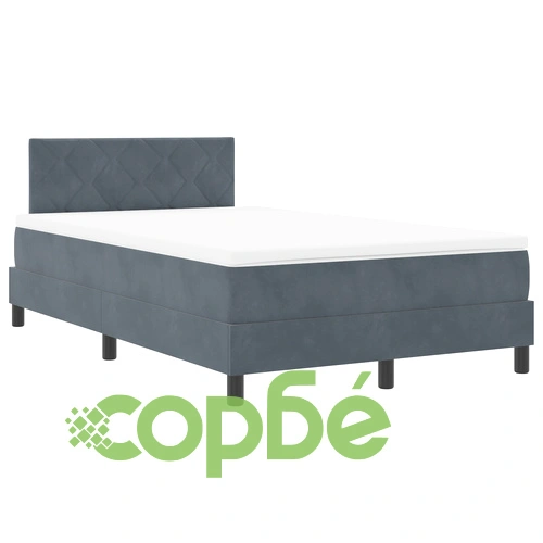 Тъмносиво велурено легло с матрак 120x190 см, за малка двойка ➤ топ цена ➤ sorbe.bg