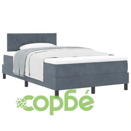 Тъмносиво велурено легло с матрак 120x190 см, за малка двойка ➤ топ цена ➤ sorbe.bg