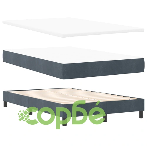 Тъмносиво велурено легло с матрак 120x190 см, за малка двойка ➤ топ цена ➤ sorbe.bg