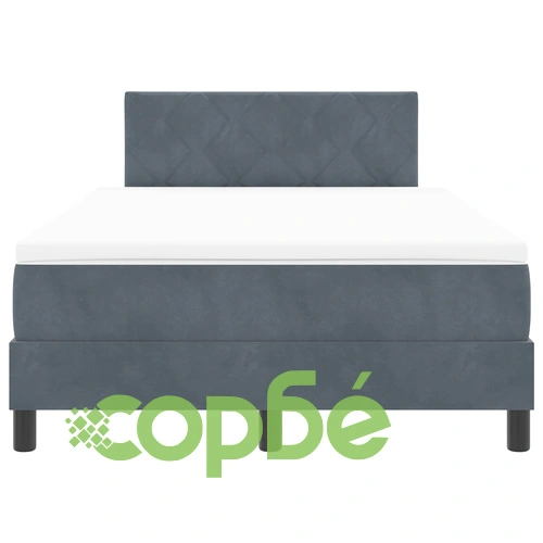 Тъмносиво велурено легло с матрак 120x190 см, за малка двойка ➤ топ цена ➤ sorbe.bg