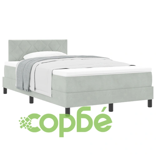 Кутия с матрак от велур в светлосив цвят 120x200 см ➤ топ цена ➤ sorbe.bg