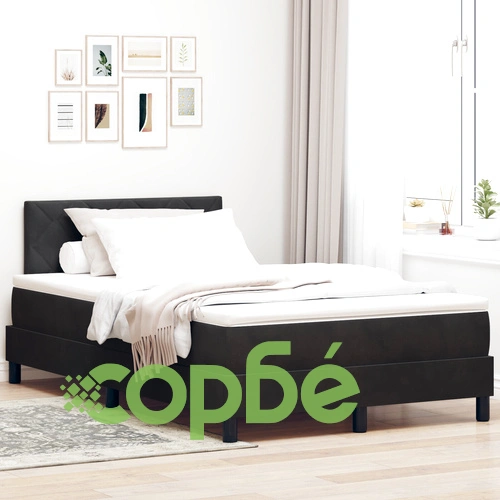 Легло с матрак и подматрачна рамка 120x200 см Черен велур ➤ топ цена ➤ sorbe.bg