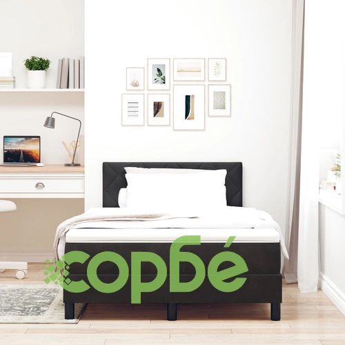 Легло с матрак и подматрачна рамка 120x200 см Черен велур ➤ топ цена ➤ sorbe.bg