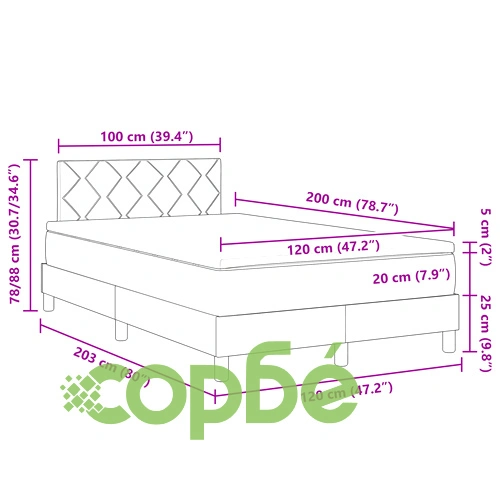 Легло с матрак от тъмнозелено кадифе 120x200 см ➤ топ цена ➤ sorbe.bg