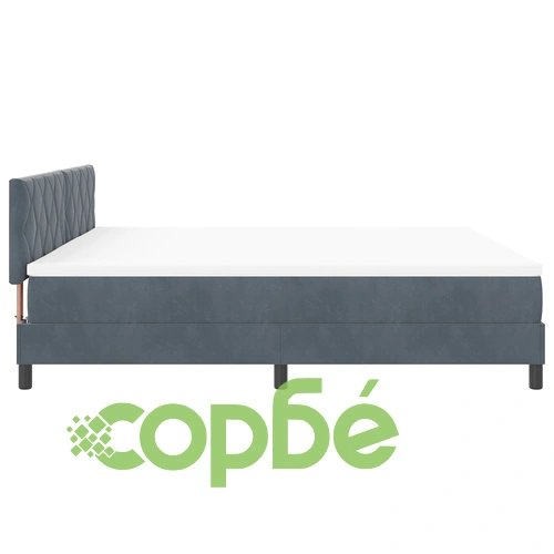 Легло с пружина и матрак 200x200 см, тъмно сиво кадифе ➤ топ цена ➤ sorbe.bg