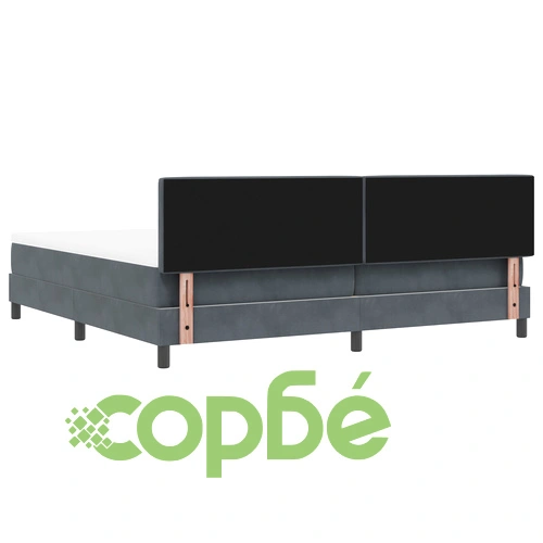 Легло с пружина и матрак 200x200 см, тъмно сиво кадифе ➤ топ цена ➤ sorbe.bg