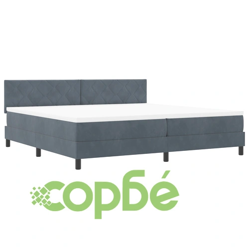 Легло с пружина и матрак 200x200 см, тъмно сиво кадифе ➤ топ цена ➤ sorbe.bg