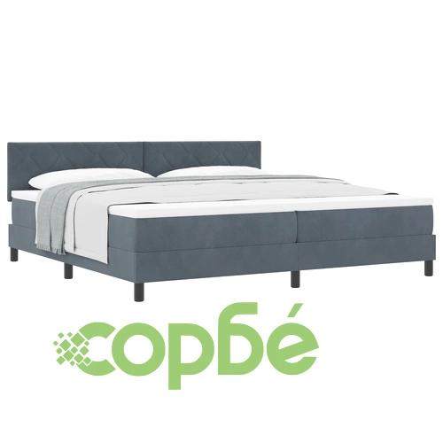 Легло с пружина и матрак 200x200 см, тъмно сиво кадифе ➤ топ цена ➤ sorbe.bg