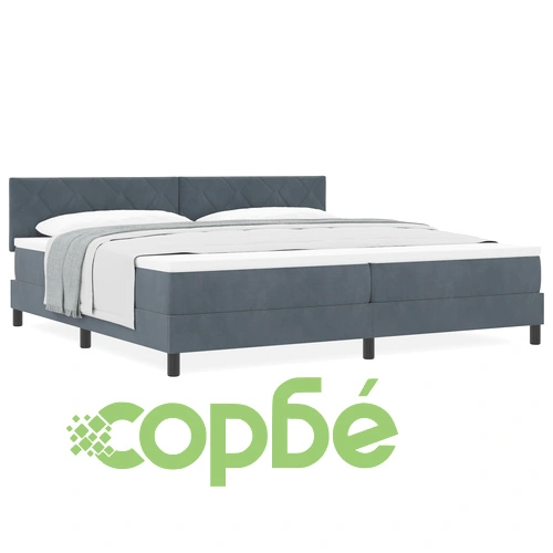 Легло с пружина и матрак 200x200 см, тъмно сиво кадифе ➤ топ цена ➤ sorbe.bg
