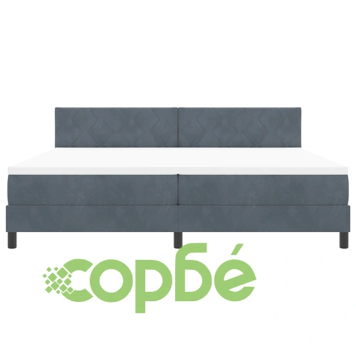 Легло с пружина и матрак 200x200 см, тъмно сиво кадифе ➤ топ цена ➤ sorbe.bg