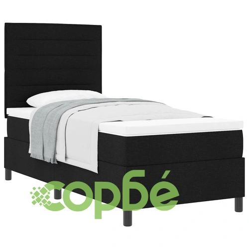 Легло с кутия пружина 90x200 см Черно Тъкан ➤ топ цена ➤ sorbe.bg