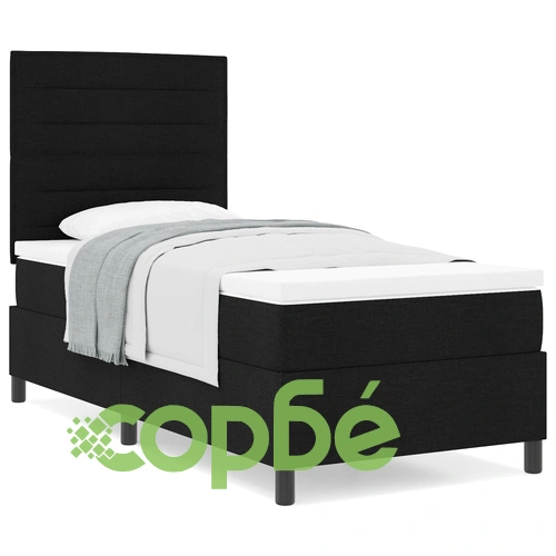 Легло с кутия пружина 90x200 см Черно Тъкан ➤ топ цена ➤ sorbe.bg