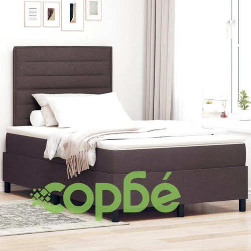Легло с кутия пружина и матрак 120x190 см, Тъмно кафяво, Тъкан материал ➤ топ цена ➤ sorbe.bg