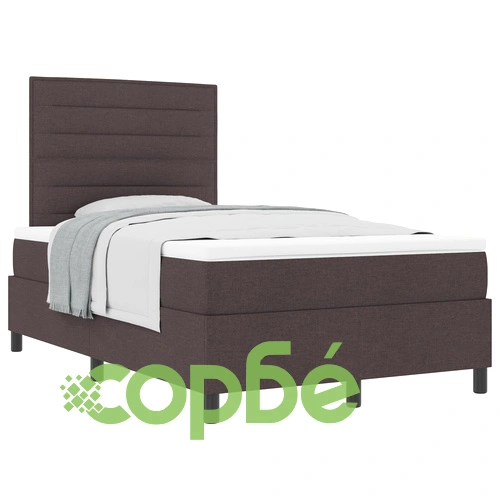 Легло с кутия пружина и матрак 120x190 см, Тъмно кафяво, Тъкан материал ➤ топ цена ➤ sorbe.bg