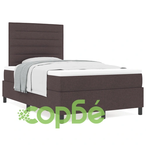 Легло с кутия пружина и матрак 120x190 см, Тъмно кафяво, Тъкан материал ➤ топ цена ➤ sorbe.bg