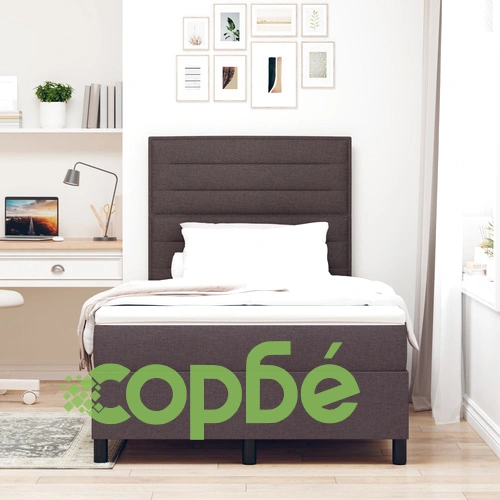 Матрак с основа Тъмен кафяв 120x200 см от Тъкан материал с Тапицирана облегалка ➤ топ цена ➤ sorbe.bg