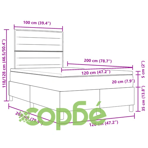 Кутия пружинно легло с матрак 120x200 см таупе плат ➤ топ цена ➤ sorbe.bg