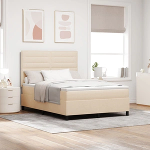 Легло с кутия за съхранение и матрак 140x200 см Бежово Тъкан