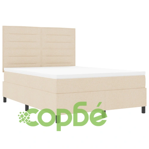 Легло с кутия за съхранение и матрак 140x200 см Бежово Тъкан ➤ топ цена ➤ sorbe.bg