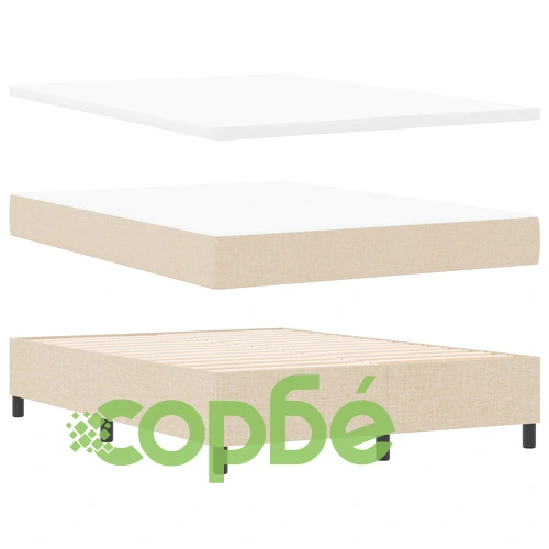 Легло с кутия за съхранение и матрак 140x200 см Бежово Тъкан ➤ топ цена ➤ sorbe.bg