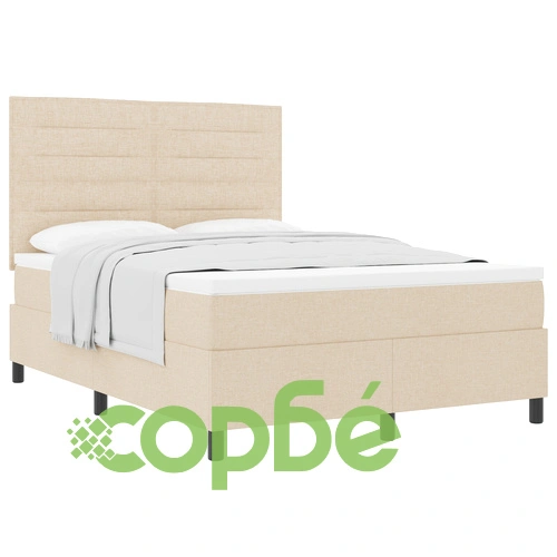 Рамка за легло с матрак от естествено дърво, бежов текстилен калъф, 160 x 200 см ➤ топ цена ➤ sorbe.bg