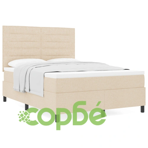 Рамка за легло с матрак от естествено дърво, бежов текстилен калъф, 160 x 200 см ➤ топ цена ➤ sorbe.bg