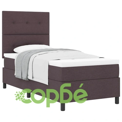 Легло с пружинирана основа и матрак тъмнокафяв 90x190 см текстил ➤ топ цена ➤ sorbe.bg