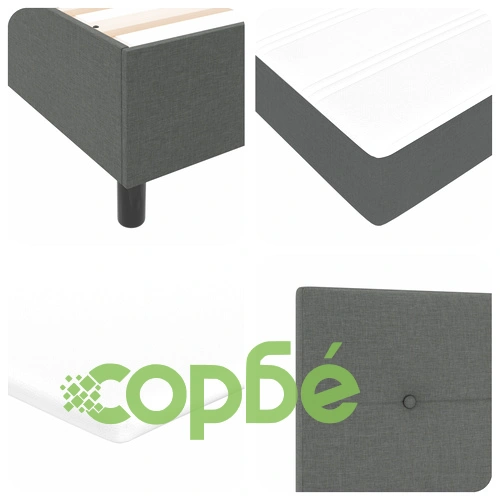 Рамка за легло с матрак 90 x 200 см от текстил в тъмно сиво ➤ топ цена ➤ sorbe.bg