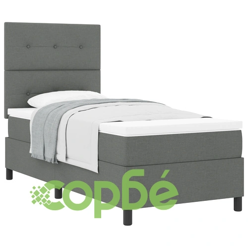 Рамка за легло с матрак 90 x 200 см от текстил в тъмно сиво ➤ топ цена ➤ sorbe.bg