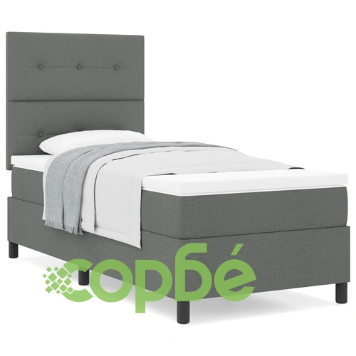 Рамка за легло с матрак 90 x 200 см от текстил в тъмно сиво ➤ топ цена ➤ sorbe.bg