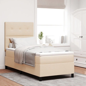 Рамка за легло с матрак 100 x 200 см - Бежова текстилна тапицерия