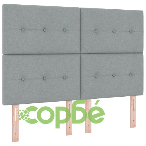 Box Spring Легло с матрак от светлосив текстил 160x200 см ➤ топ цена ➤ sorbe.bg
