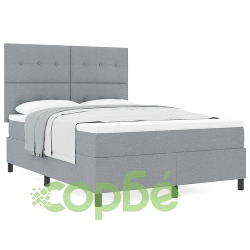 Box Spring Легло с матрак от светлосив текстил 160x200 см ➤ топ цена ➤ sorbe.bg