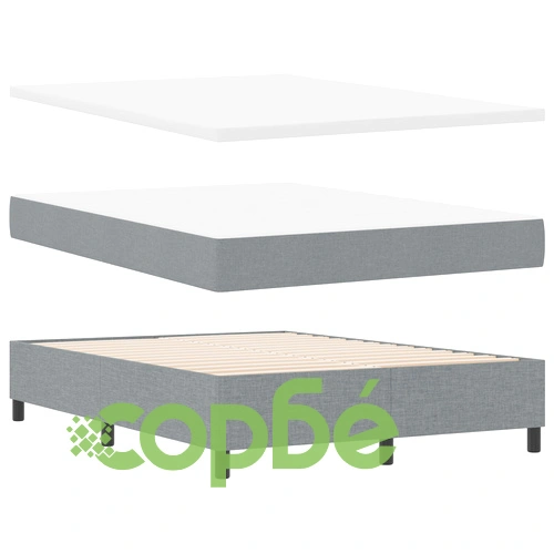 Box Spring Легло с матрак от светлосив текстил 160x200 см ➤ топ цена ➤ sorbe.bg