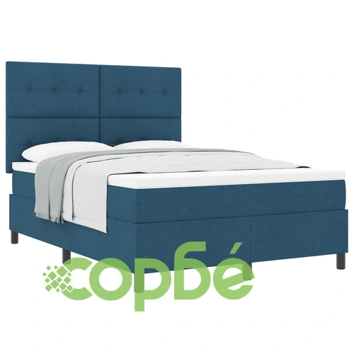 Легло с подматрачна рамка и матрак 160x200 см, тъкан, синьо ➤ топ цена ➤ sorbe.bg
