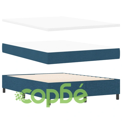 Легло с подматрачна рамка и матрак 160x200 см, тъкан, синьо ➤ топ цена ➤ sorbe.bg