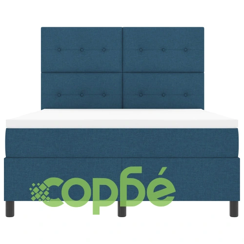 Легло с подматрачна рамка и матрак 160x200 см, тъкан, синьо ➤ топ цена ➤ sorbe.bg