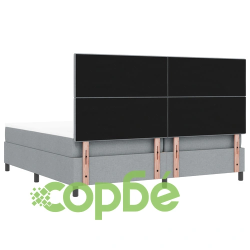 Легло с матрак 200 x 200 см, Светлосиво Текстил, с Включен Топер ➤ топ цена ➤ sorbe.bg