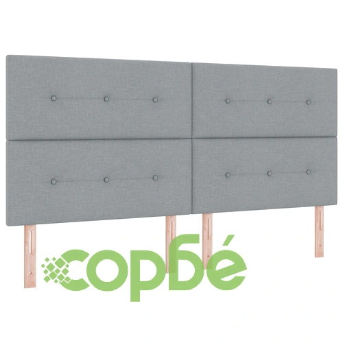 Легло с матрак 200 x 200 см, Светлосиво Текстил, с Включен Топер ➤ топ цена ➤ sorbe.bg