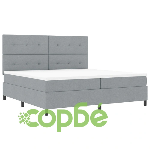 Легло с матрак 200 x 200 см, Светлосиво Текстил, с Включен Топер ➤ топ цена ➤ sorbe.bg