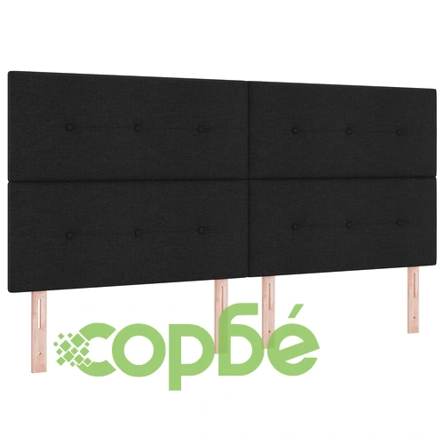 Легло с подматрачна рамка и матрак от текстилна тъкан 200x200 см Черно ➤ топ цена ➤ sorbe.bg