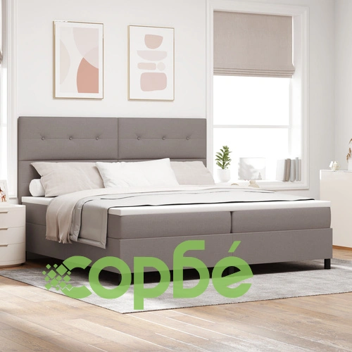 Легло с пружини и матрак 200x200 см в сивокафяв цвят, тъкан ➤ топ цена ➤ sorbe.bg