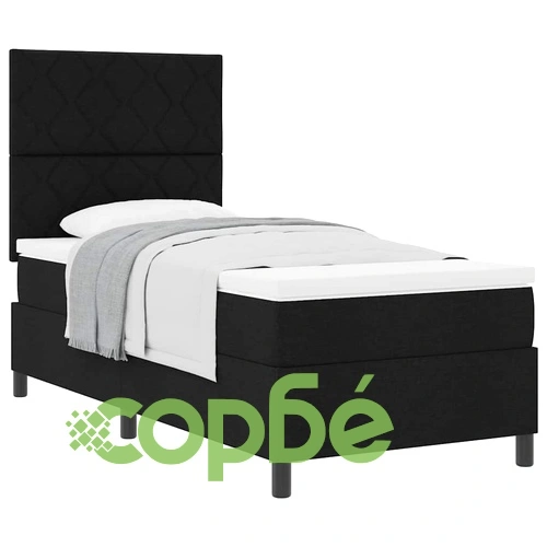 Легло с пружинна основа и матрак черно 90x190 см текстил ➤ топ цена ➤ sorbe.bg