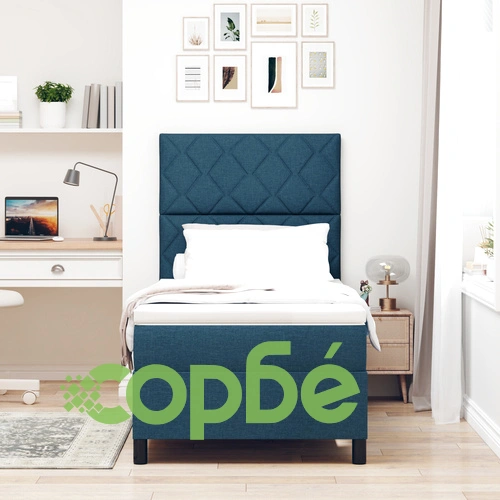 Подматрачна рамка с матрак от тъкан, тъмносин, 90x200 см ➤ топ цена ➤ sorbe.bg