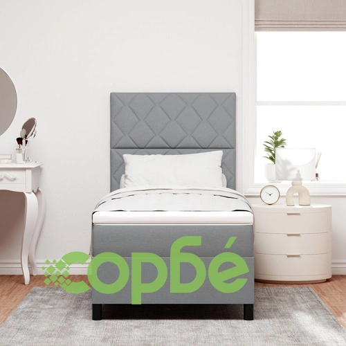 Легло с пружини и матрак 100x200 см от светлосива тъкан ➤ топ цена ➤ sorbe.bg